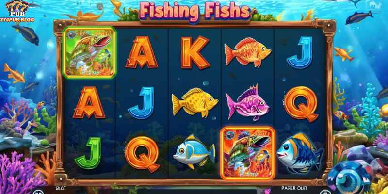 Example of a typical fishing slots interface with vibrant underwater creatures.
